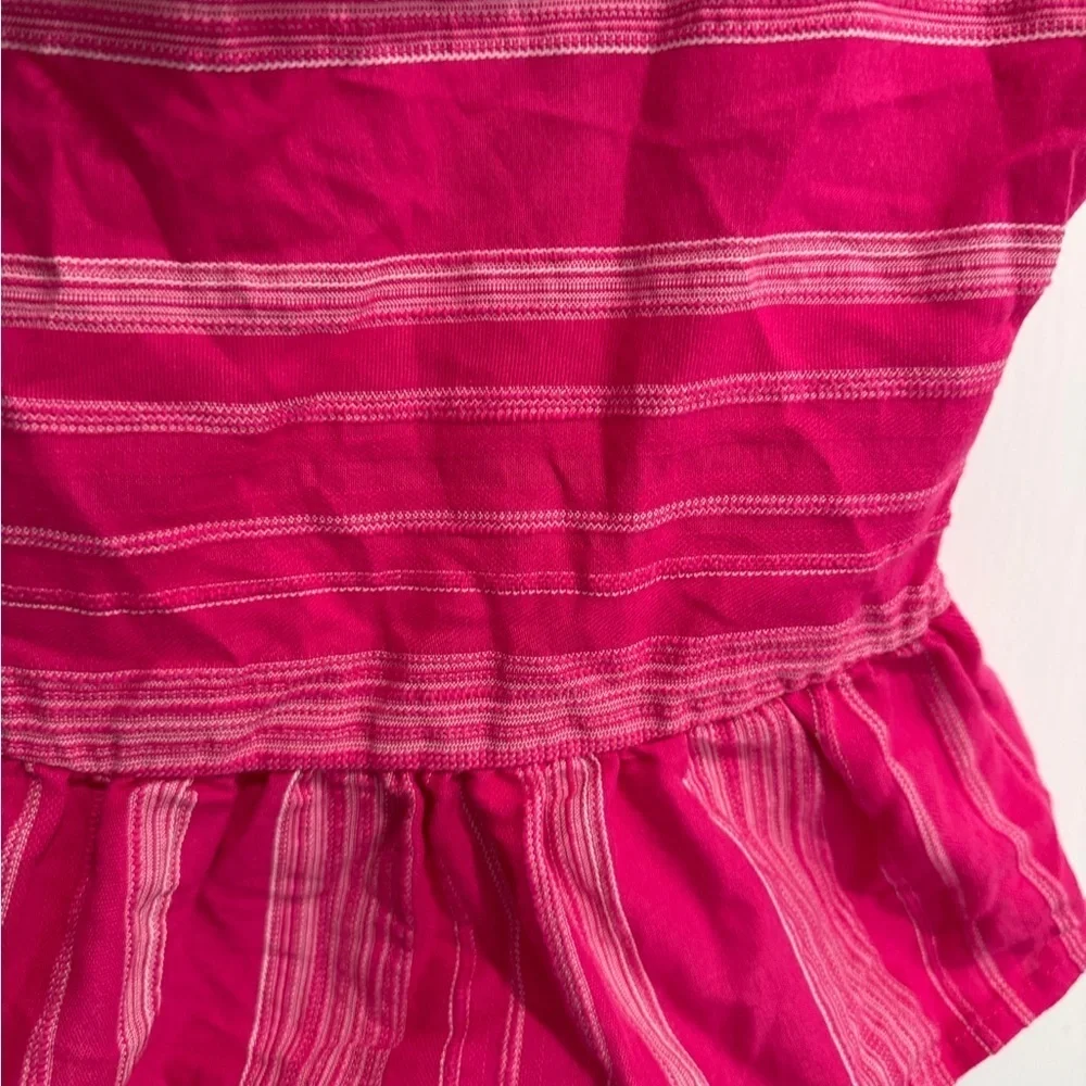 Genuine Kids by Osh Kosh Girls Pink & White Short Sleeve Top  Blouse w Tassels